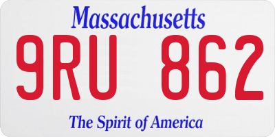 MA license plate 9RU862