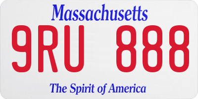 MA license plate 9RU888