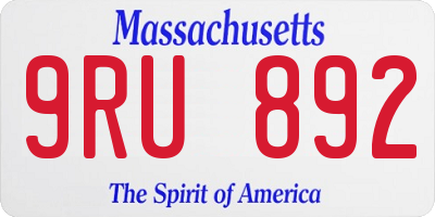 MA license plate 9RU892