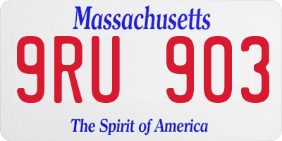 MA license plate 9RU903