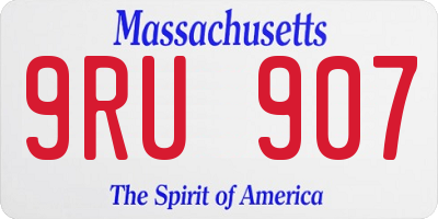 MA license plate 9RU907