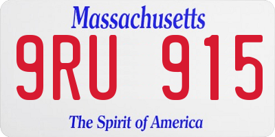 MA license plate 9RU915