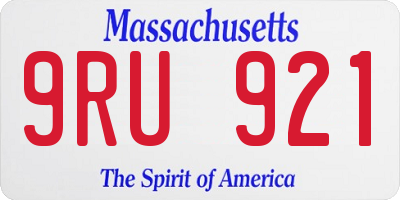 MA license plate 9RU921