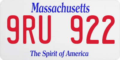 MA license plate 9RU922