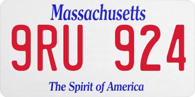 MA license plate 9RU924