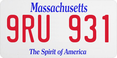 MA license plate 9RU931