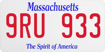 MA license plate 9RU933