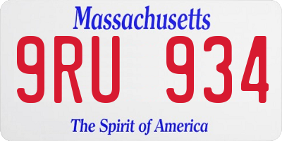 MA license plate 9RU934