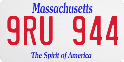 MA license plate 9RU944