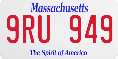 MA license plate 9RU949