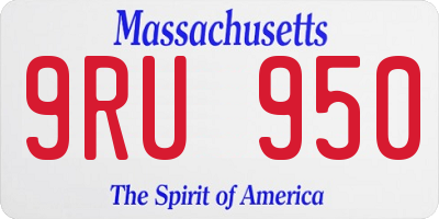 MA license plate 9RU950