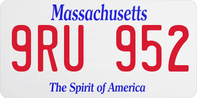 MA license plate 9RU952