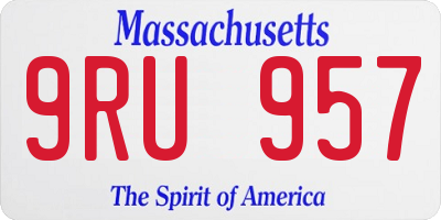MA license plate 9RU957