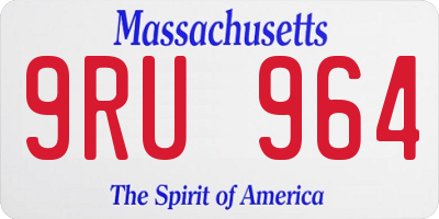 MA license plate 9RU964