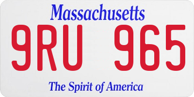 MA license plate 9RU965