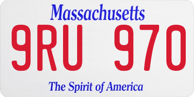 MA license plate 9RU970