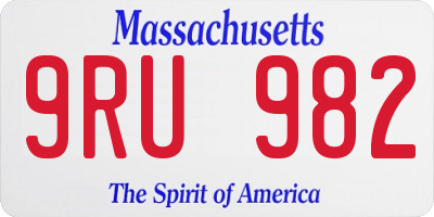 MA license plate 9RU982
