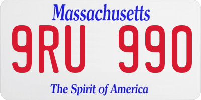 MA license plate 9RU990