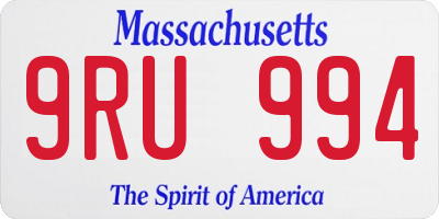 MA license plate 9RU994