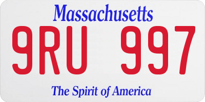 MA license plate 9RU997