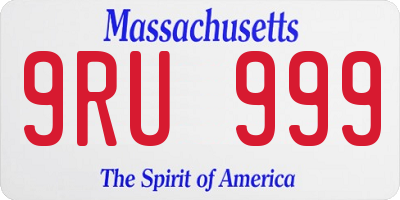 MA license plate 9RU999