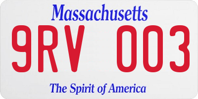 MA license plate 9RV003
