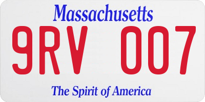 MA license plate 9RV007