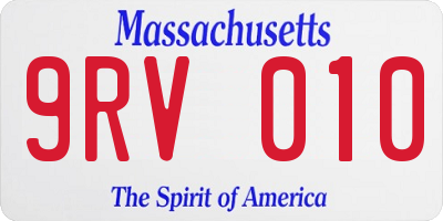 MA license plate 9RV010