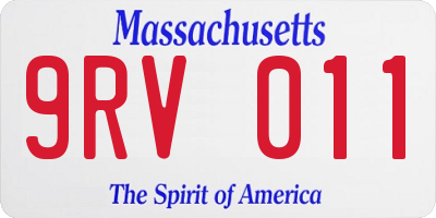 MA license plate 9RV011
