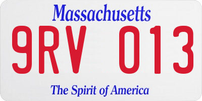 MA license plate 9RV013