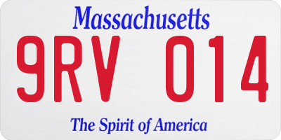 MA license plate 9RV014