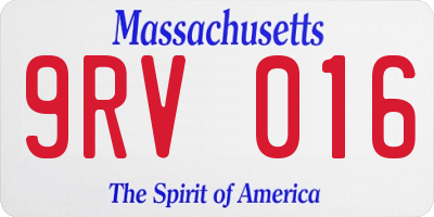 MA license plate 9RV016
