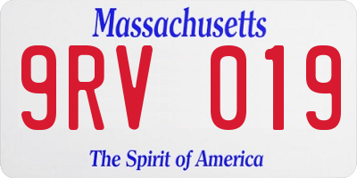 MA license plate 9RV019