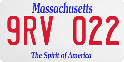 MA license plate 9RV022
