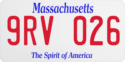 MA license plate 9RV026