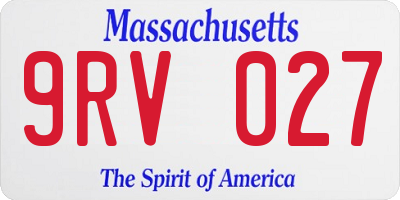 MA license plate 9RV027