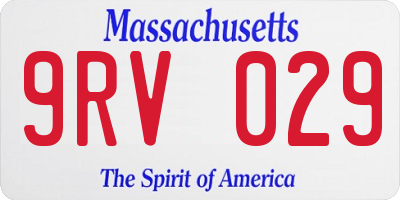 MA license plate 9RV029