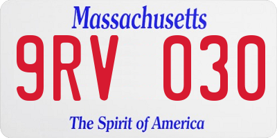 MA license plate 9RV030