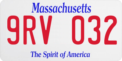 MA license plate 9RV032
