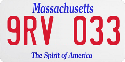 MA license plate 9RV033
