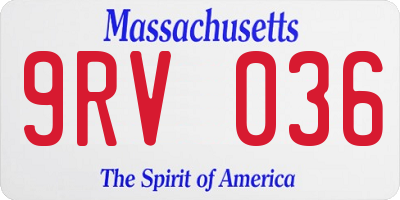 MA license plate 9RV036