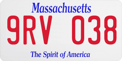 MA license plate 9RV038