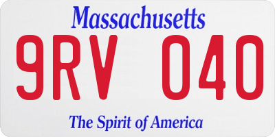 MA license plate 9RV040
