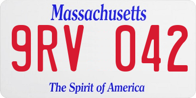 MA license plate 9RV042