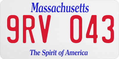 MA license plate 9RV043