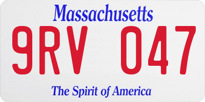 MA license plate 9RV047