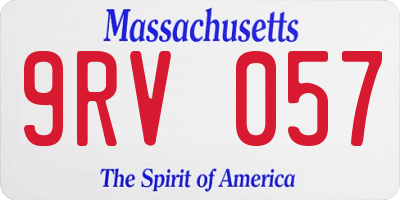 MA license plate 9RV057
