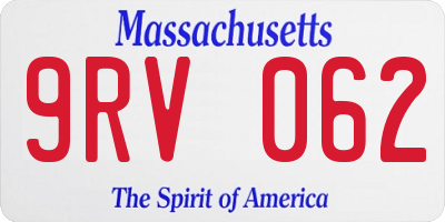 MA license plate 9RV062