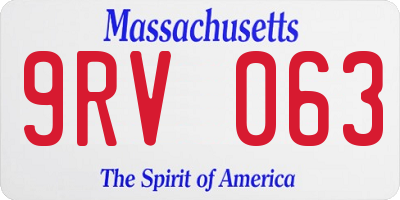 MA license plate 9RV063