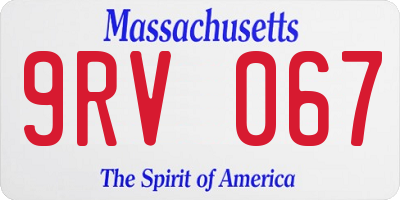 MA license plate 9RV067